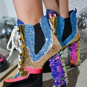 Cape Robbin Multicolor Glitter Heeled Boots